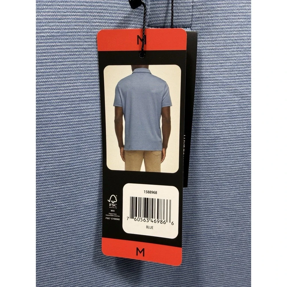 Banana Republic Men's Cotton Luxe Touch Polo Shirt, Blue, Medium